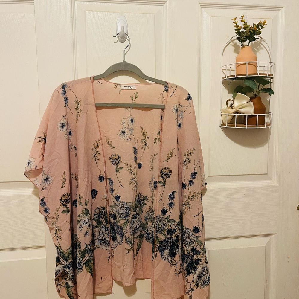 Floral Pink Kimono Cardigan